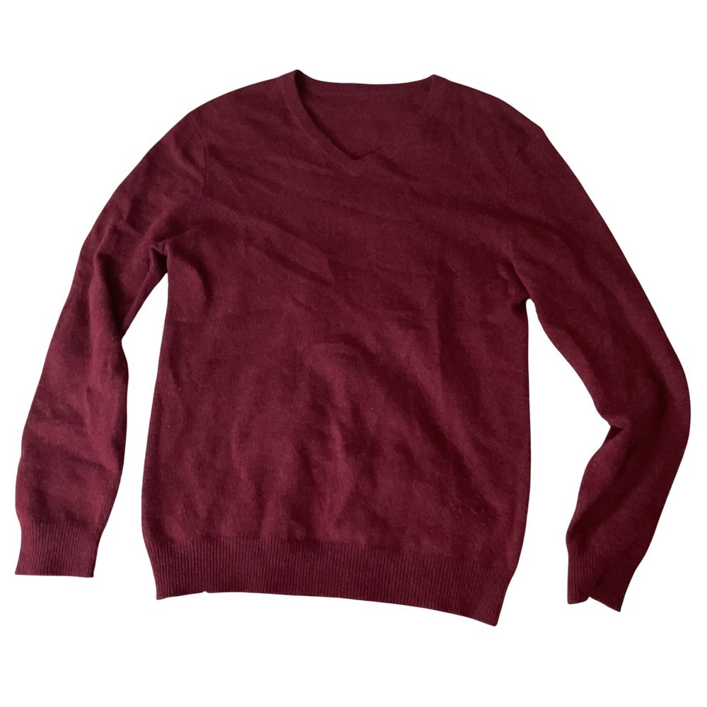 Burgundy‎ 100% Cashmere V-Neck Sweater Womens Small